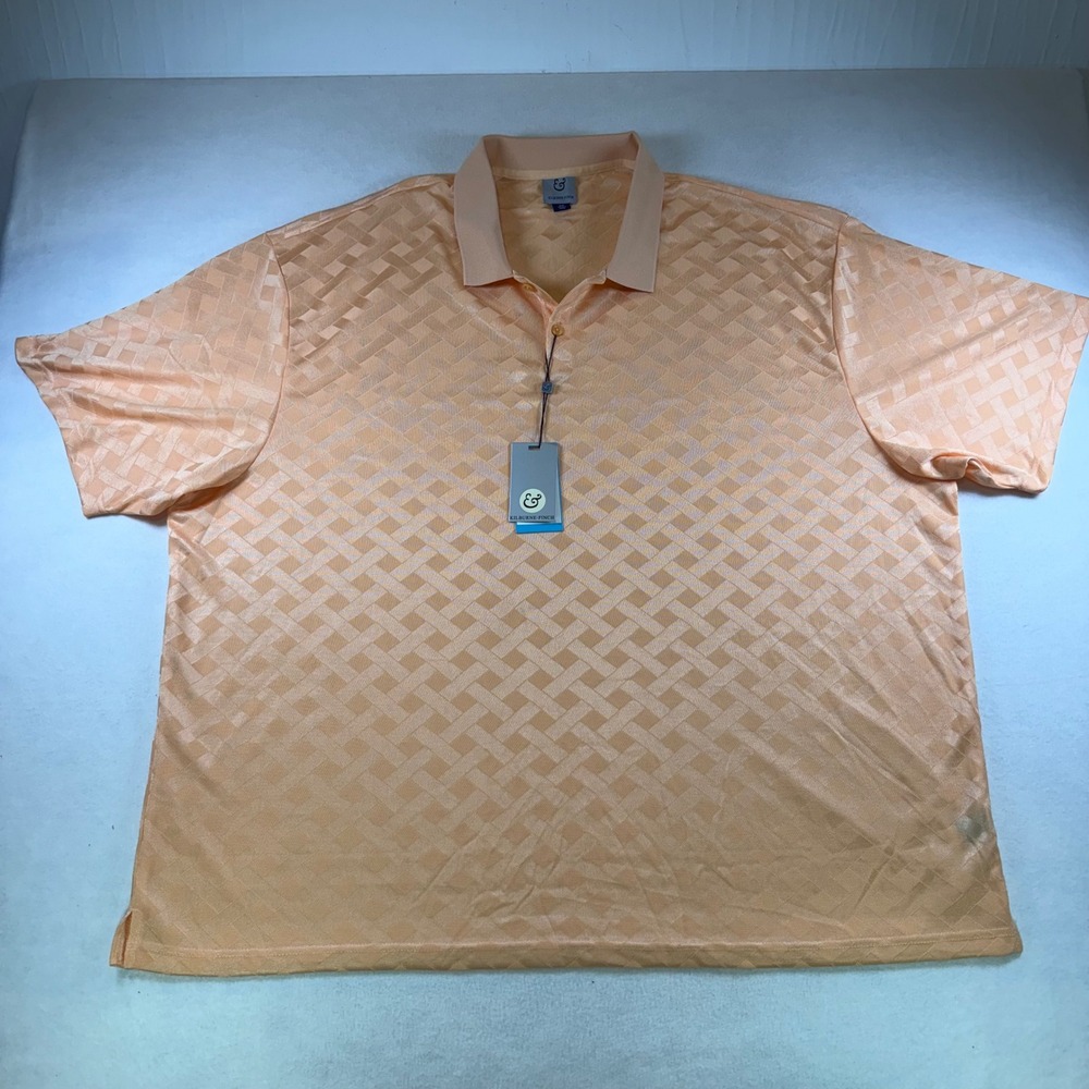 Kilburne & Finch Mens 5X Polo Shirt Peach Orange Basketweave Rayon Stretch NWT